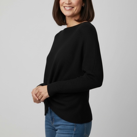 Candies Cozy Ribbed Twist-Front Sweater – Black (Size L) - Picture 3 of 9